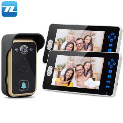 Thin 2100mah polymer battery wireless security camera video door bell camera with 1 2 or 3 Monitors